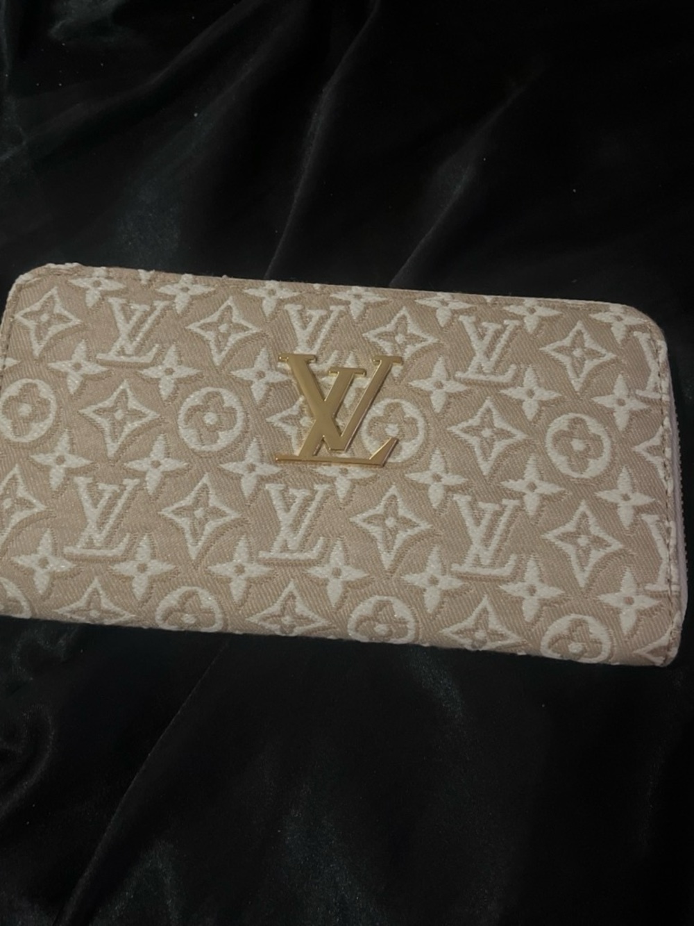 Louis Vuitton Beige Monogram Canvas Zip-Around Wallet with Gold LV